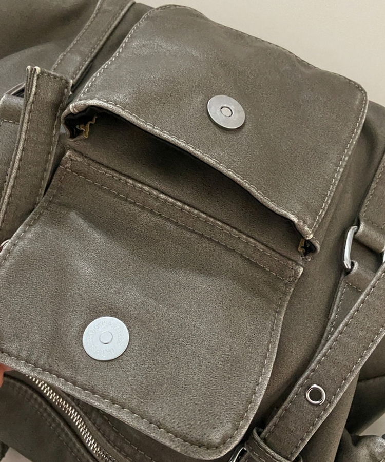 フェイクレザーショルダートートバッグ(5color)