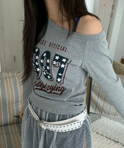 1997スターワンオフレタリング長袖Tシャツ(5color) GREY