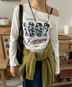 1997スターワンオフレタリング長袖Tシャツ(5color) WHITE