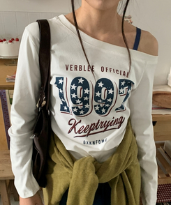 1997スターワンオフレタリング長袖Tシャツ(5color) WHITE