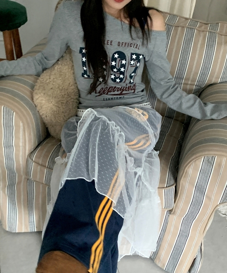 1997スターワンオフレタリング長袖Tシャツ(5color) GREY