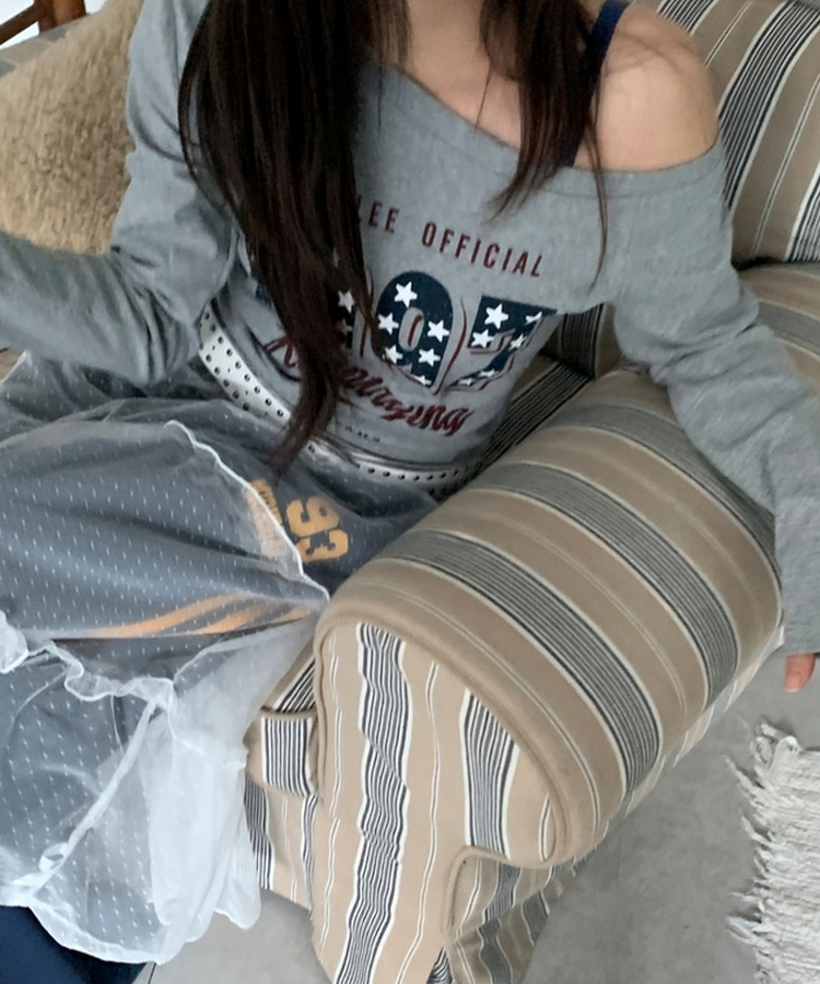 1997スターワンオフレタリング長袖Tシャツ(5color) GREY