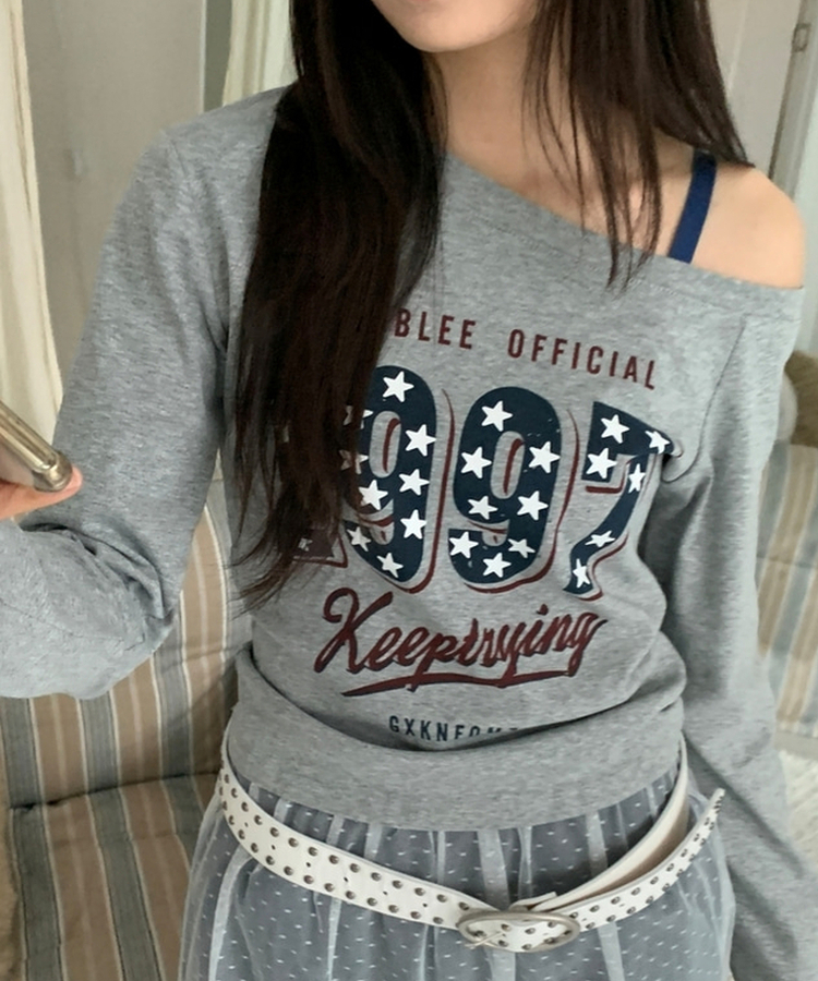 1997スターワンオフレタリング長袖Tシャツ(5color) GREY