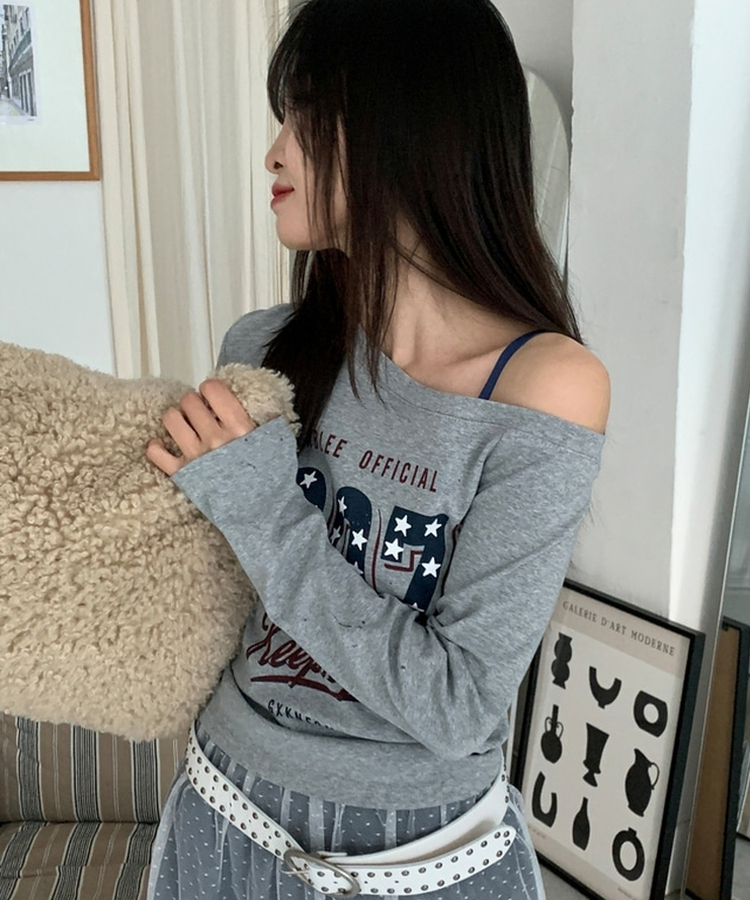 1997スターワンオフレタリング長袖Tシャツ(5color) GREY