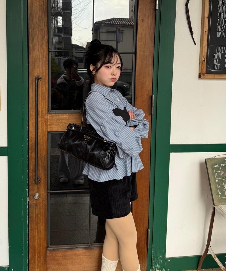 스트라이프 플레어 뷔스티에 셔츠 소라