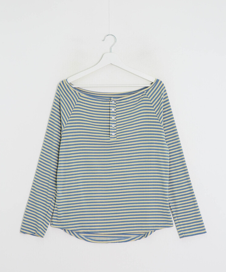 오프숄더 스트라이프 탑