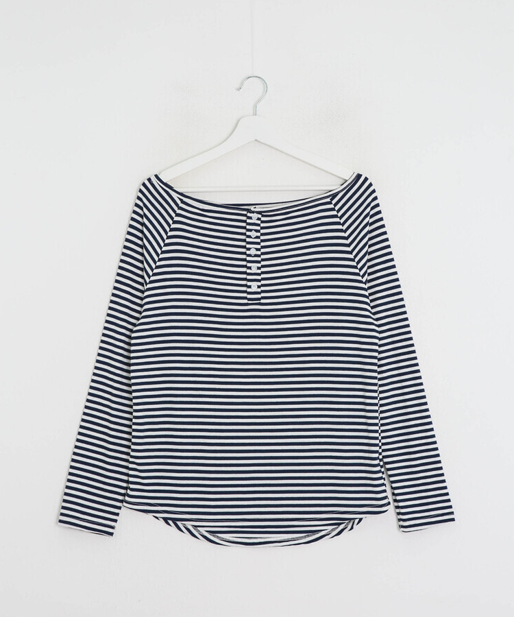 오프숄더 스트라이프 탑