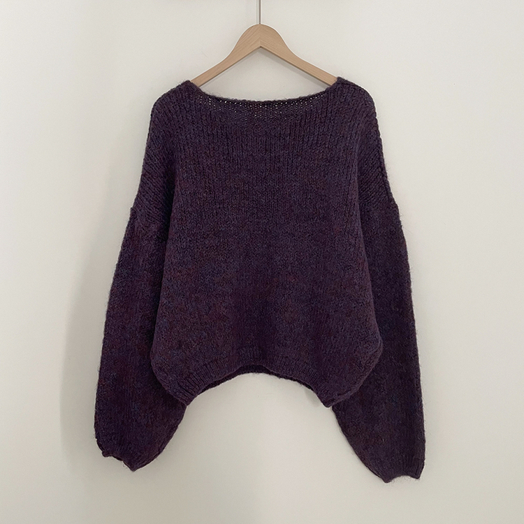 포도색감 오버핏 브이넥 벌룬 아방핏 겨울 봄니트