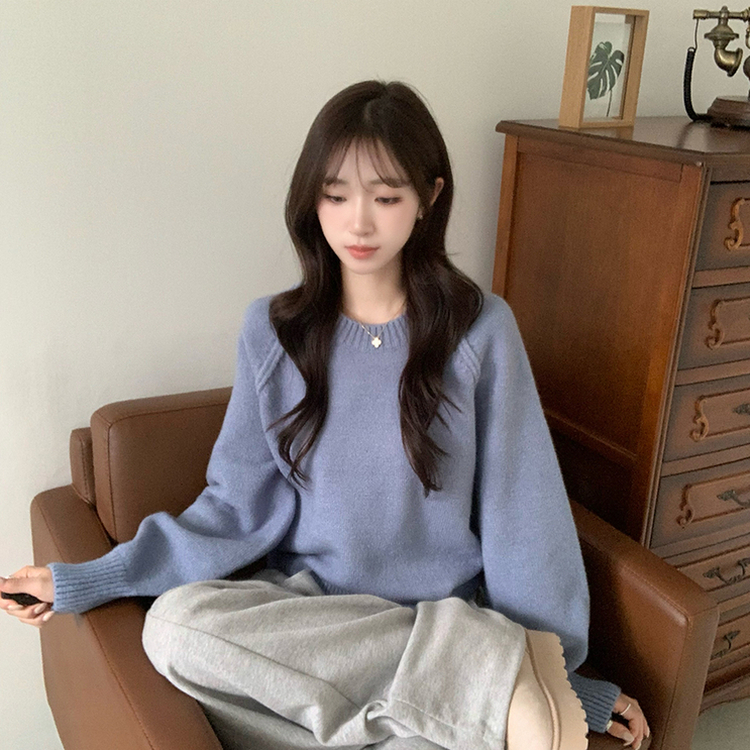 퀄리티 핏 보장하는 모모 라운드 아방핏 겨울 긴팔 니트 루즈핏 긴팔티 데일리 상의 6color 소라