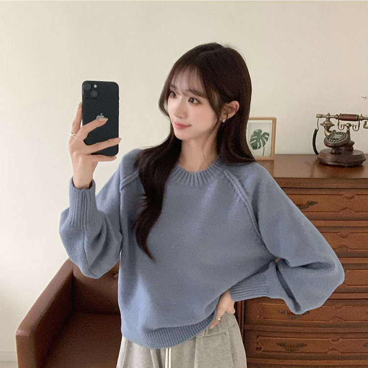 퀄리티 핏 보장하는 모모 라운드 아방핏 겨울 긴팔 니트 루즈핏 긴팔티 데일리 상의 6color 소라