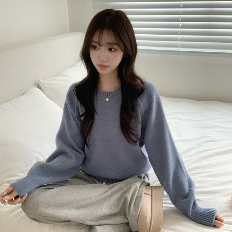 퀄리티 핏 보장하는 모모 라운드 아방핏 겨울 긴팔 니트 루즈핏 긴팔티 데일리 상의 6color 소라