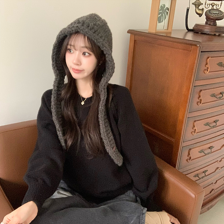 퀄리티 핏 보장하는 모모 라운드 아방핏 겨울 긴팔 니트 루즈핏 긴팔티 데일리 상의 6color 블랙