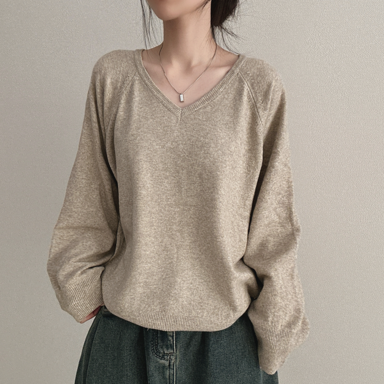 デイリーウールVネックニット(8color) OATMAEL GRAY