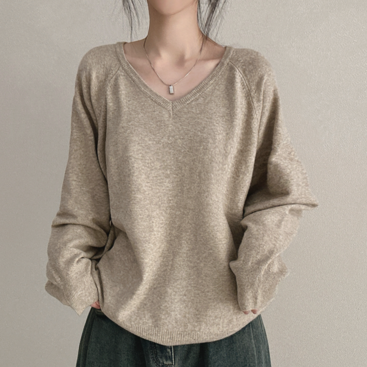 デイリーウールVネックニット(8color) OATMAEL GRAY