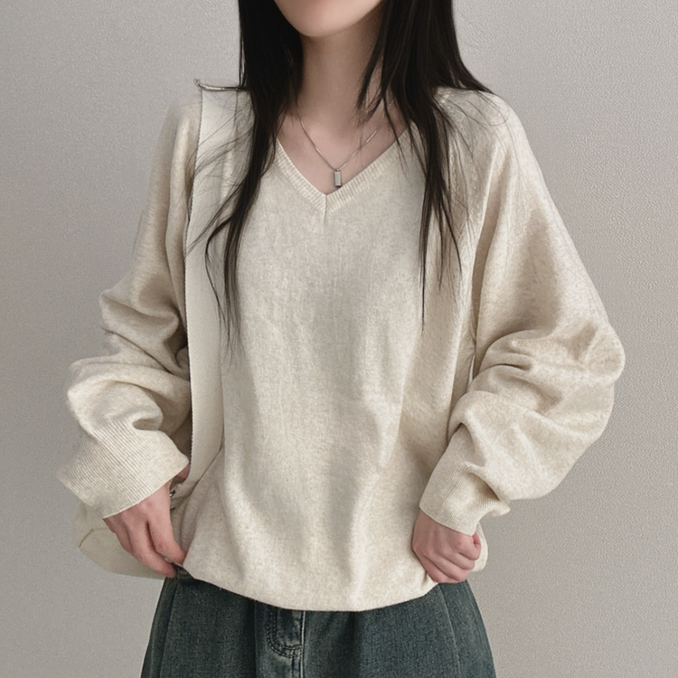 デイリーウールVネックニット(8color) LINEN