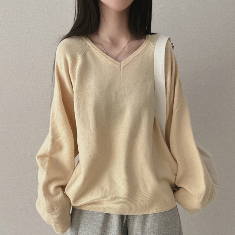 デイリーウールVネックニット(8color) YELLOW