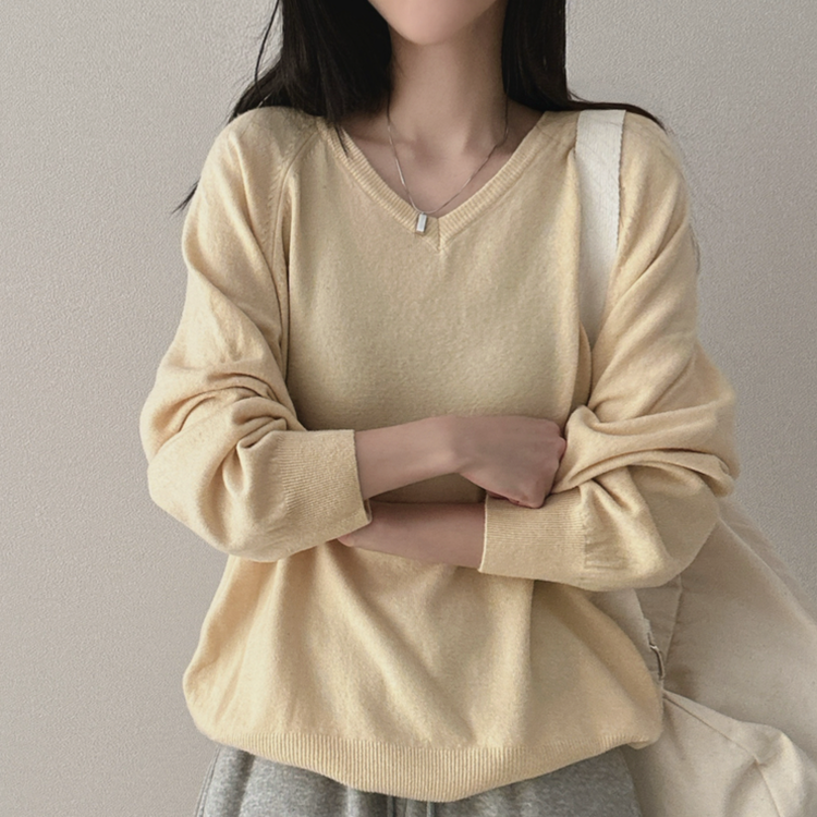 デイリーウールVネックニット(8color) YELLOW