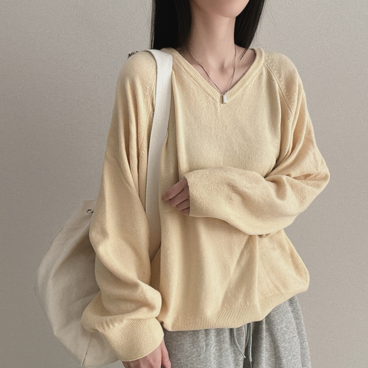 デイリーウールVネックニット(8color) YELLOW