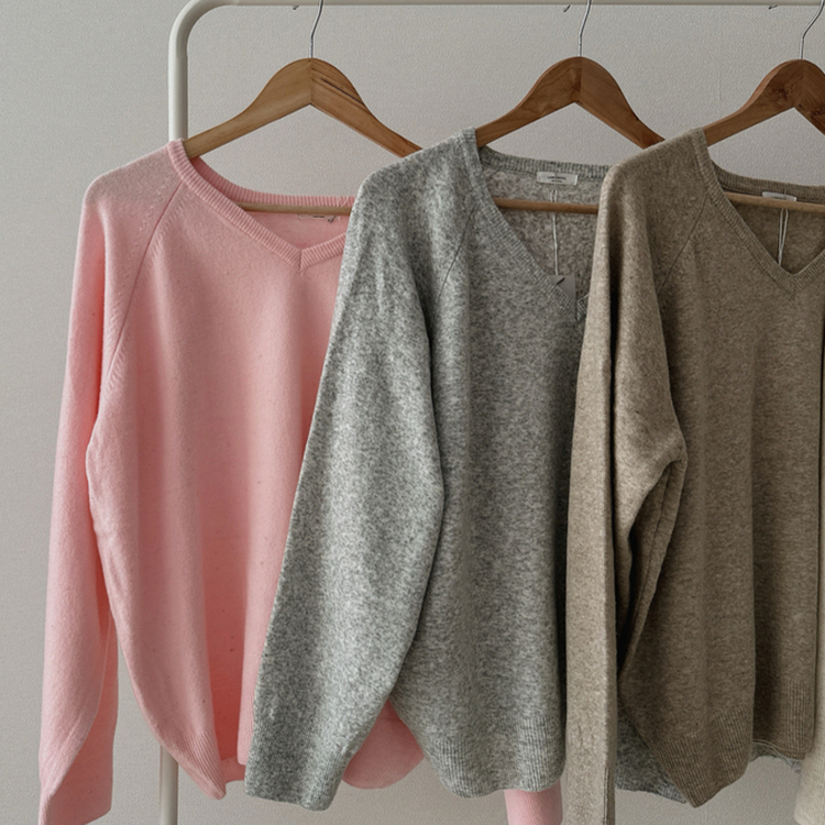 デイリーウールVネックニット(8color)