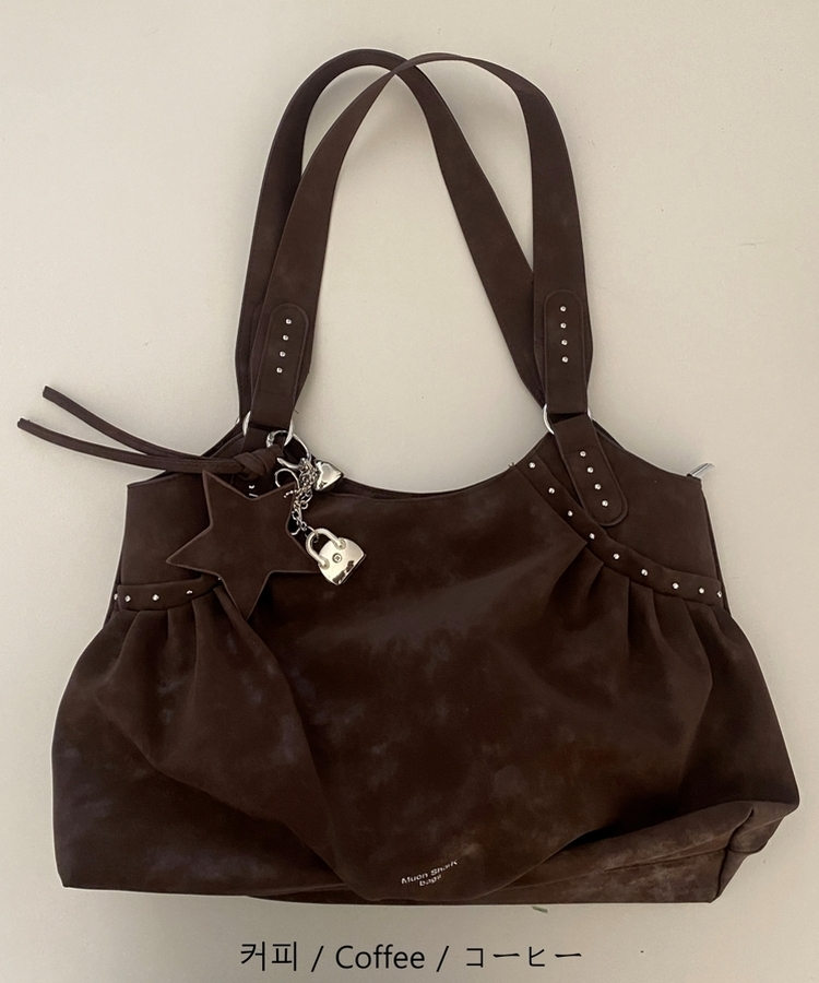 シルバースタッドフェイクレザーショルダーバッグ