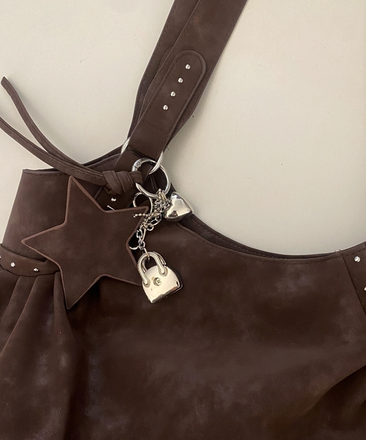 シルバースタッドフェイクレザーショルダーバッグ