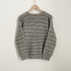 모헤어 배색 스트라이프 단가라 라운드넥 골드 콩단추 아방핏 니트가디건