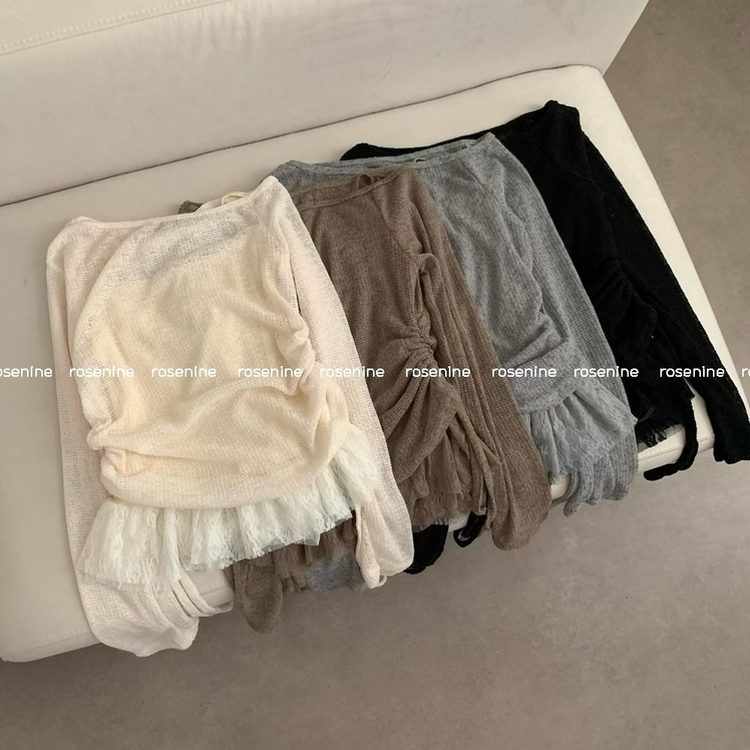 원숄더 레이어드 레이스 프릴 끈나시 티셔츠 나시 긴팔티 티셔츠 봄 봄옷 시스루 y2k 원오프 오프숄더