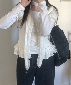 【マフラー付き】レイヤード長袖Tシャツ IVORY