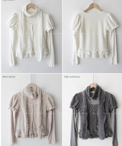 【マフラー付き】レイヤード長袖Tシャツ