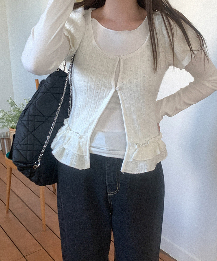 【マフラー付き】レイヤード長袖Tシャツ IVORY