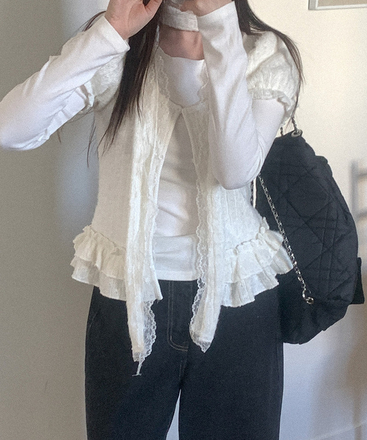 【マフラー付き】レイヤード長袖Tシャツ IVORY