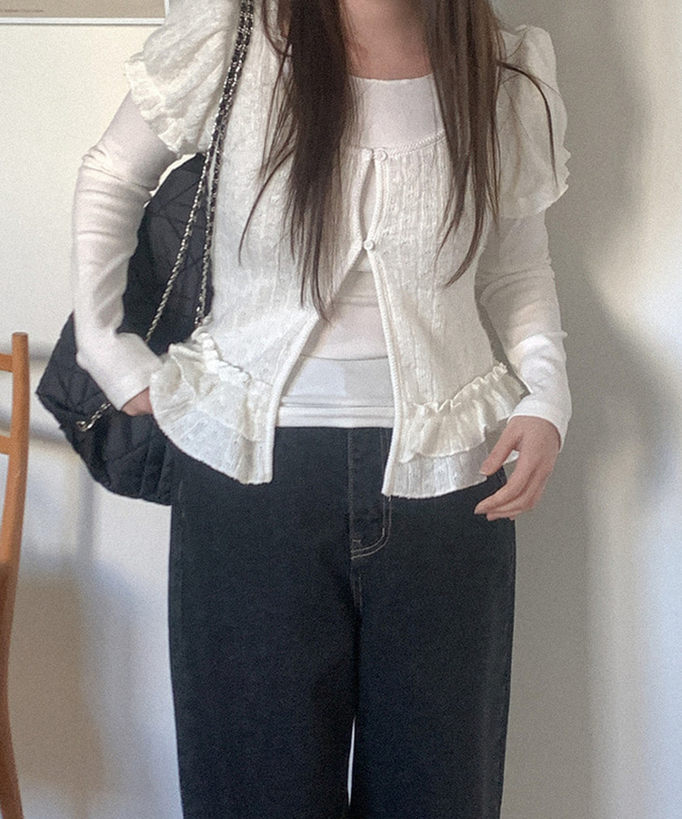 【マフラー付き】レイヤード長袖Tシャツ IVORY