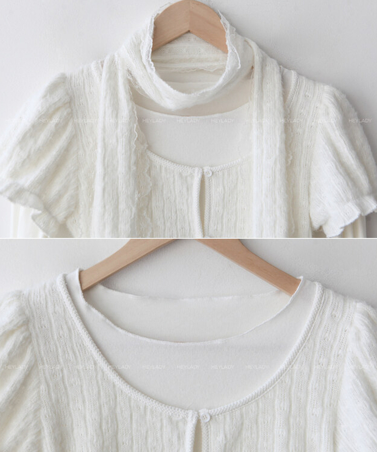 【マフラー付き】レイヤード長袖Tシャツ