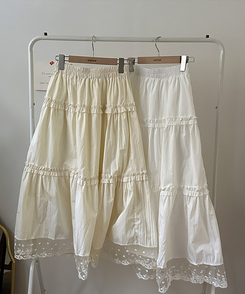 달리아 밑단 플라워 레이스 롱 캉캉 스커트