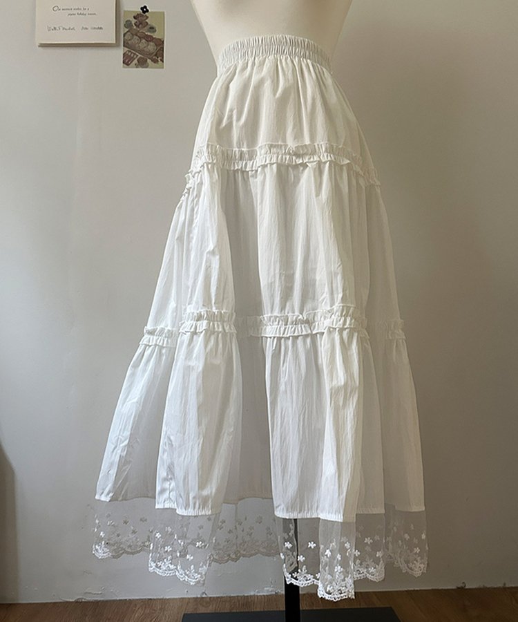 달리아 밑단 플라워 레이스 롱 캉캉 스커트