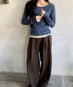 ラフレイヤードTシャツ ASH BLUE