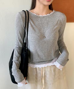 ラフレイヤードTシャツ MELANGE GRAY