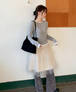 ラフレイヤードTシャツ MELANGE GRAY