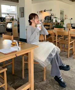 ラフレイヤードTシャツ MELANGE GRAY