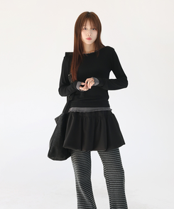 ラフレイヤードTシャツ BLACK