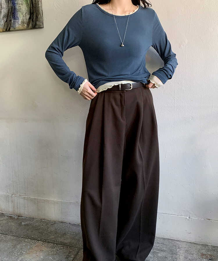 ラフレイヤードTシャツ ASH BLUE