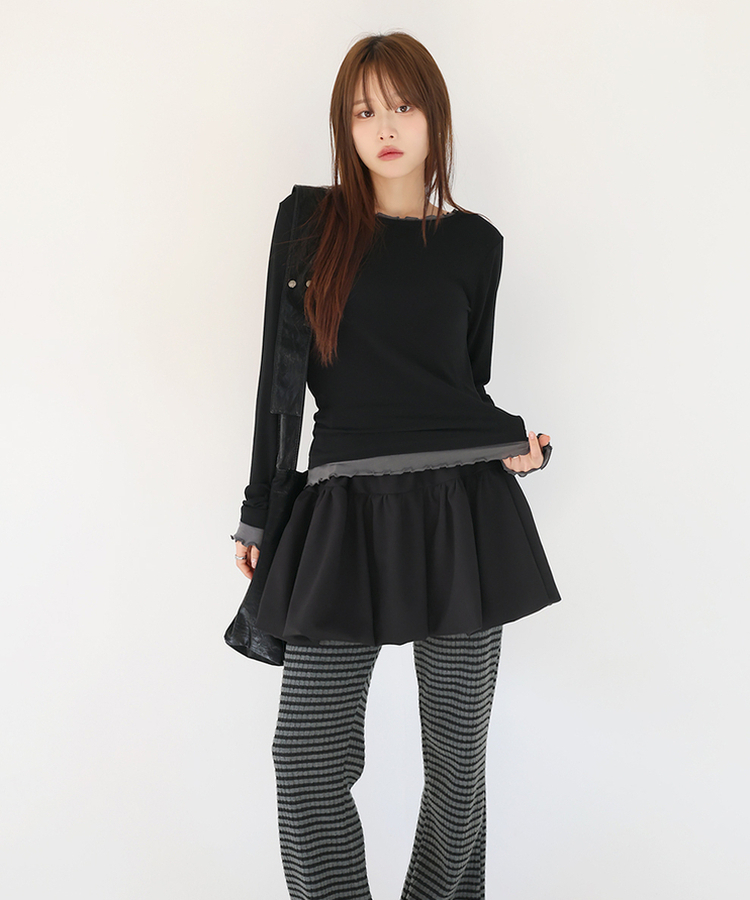 ラフレイヤードTシャツ BLACK