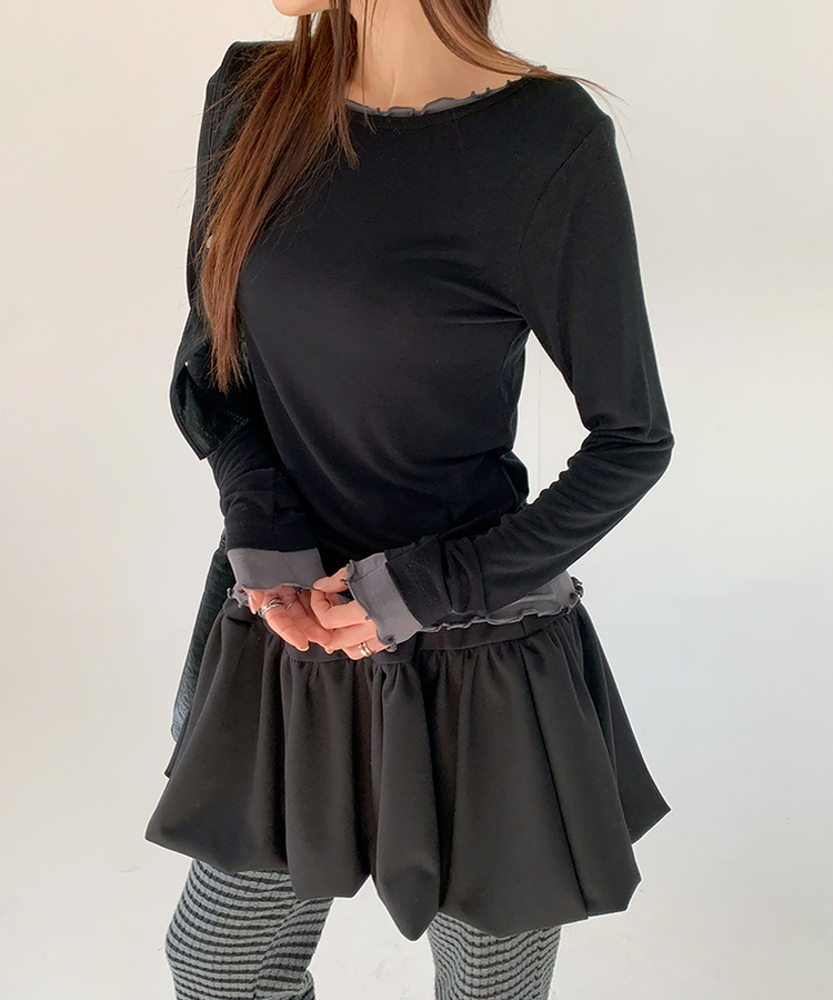 ラフレイヤードTシャツ BLACK