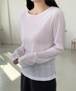 ウェーブ長袖Tシャツ(6color) IVORY