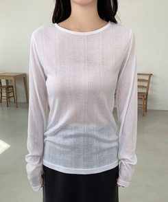 ウェーブ長袖Tシャツ(6color) IVORY