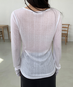 ウェーブ長袖Tシャツ(6color) IVORY