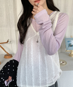 ウェーブ長袖Tシャツ(6color) LAVENDER