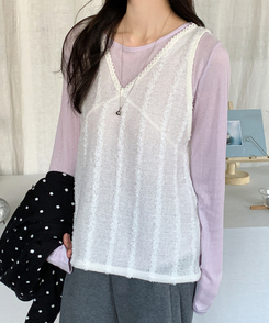 ウェーブ長袖Tシャツ(6color) LAVENDER