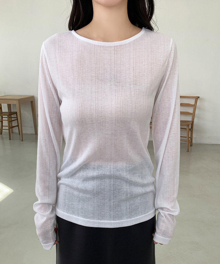 ウェーブ長袖Tシャツ(6color) IVORY