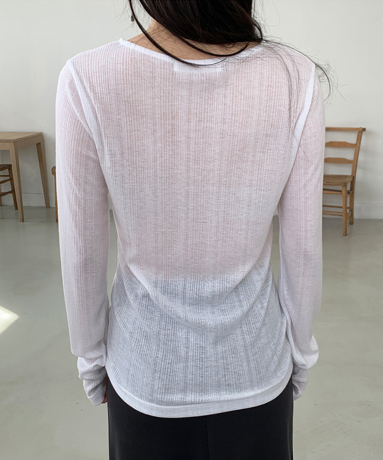 ウェーブ長袖Tシャツ(6color) IVORY